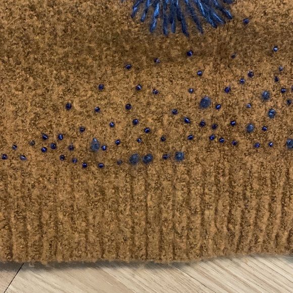 Anthropologie Brown Beaded Grandpa Sweater - Picture 6 of 8